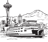 free vector Space Needle And Ferry clip art