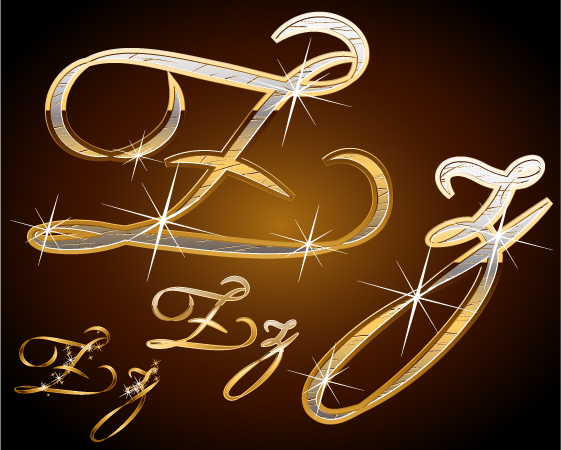 free vector Sparkling metallic handwritten letters vector
