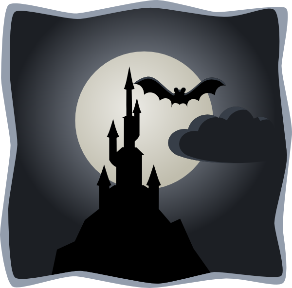 free vector Spooky Castle In Full Moon clip art