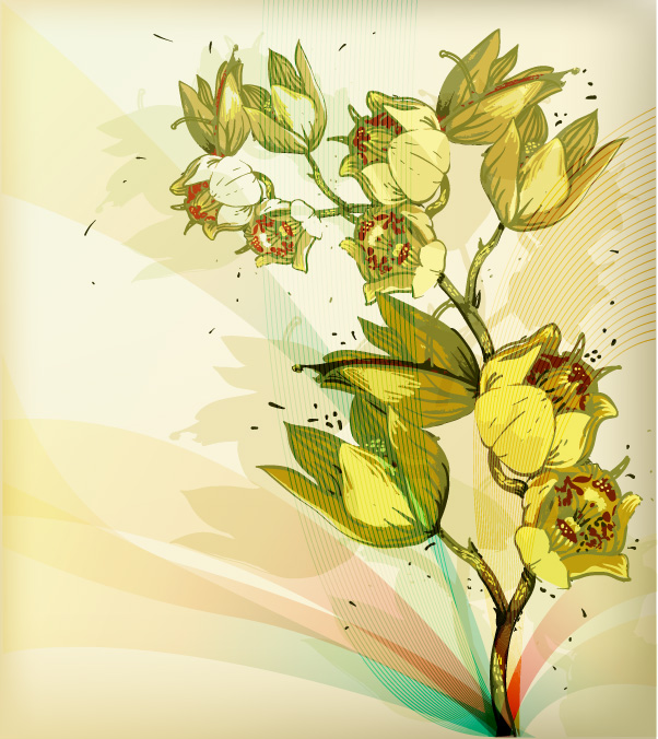 free vector Spring elegant handpainted flowers vector background