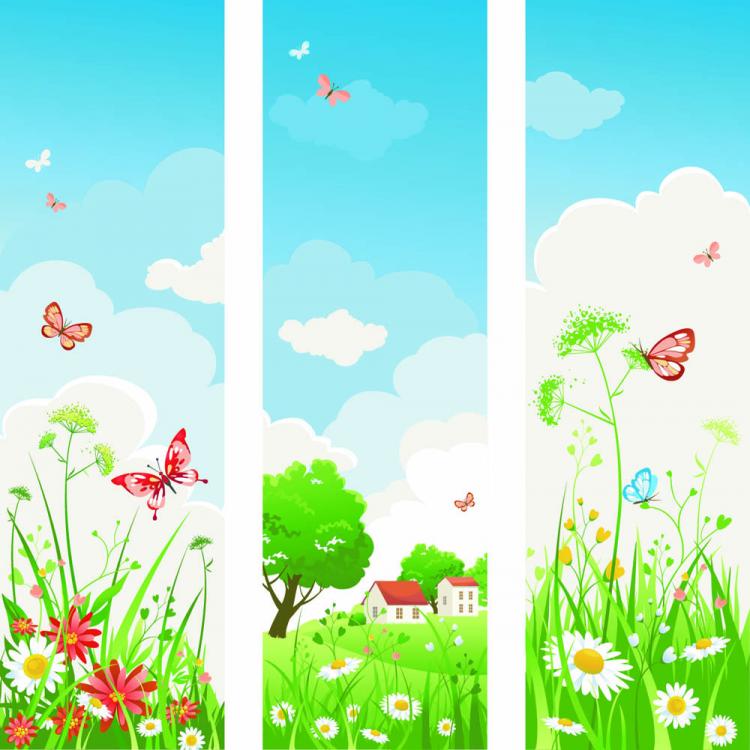 Spring of bannervector (26001) Free EPS Download / 4 Vector