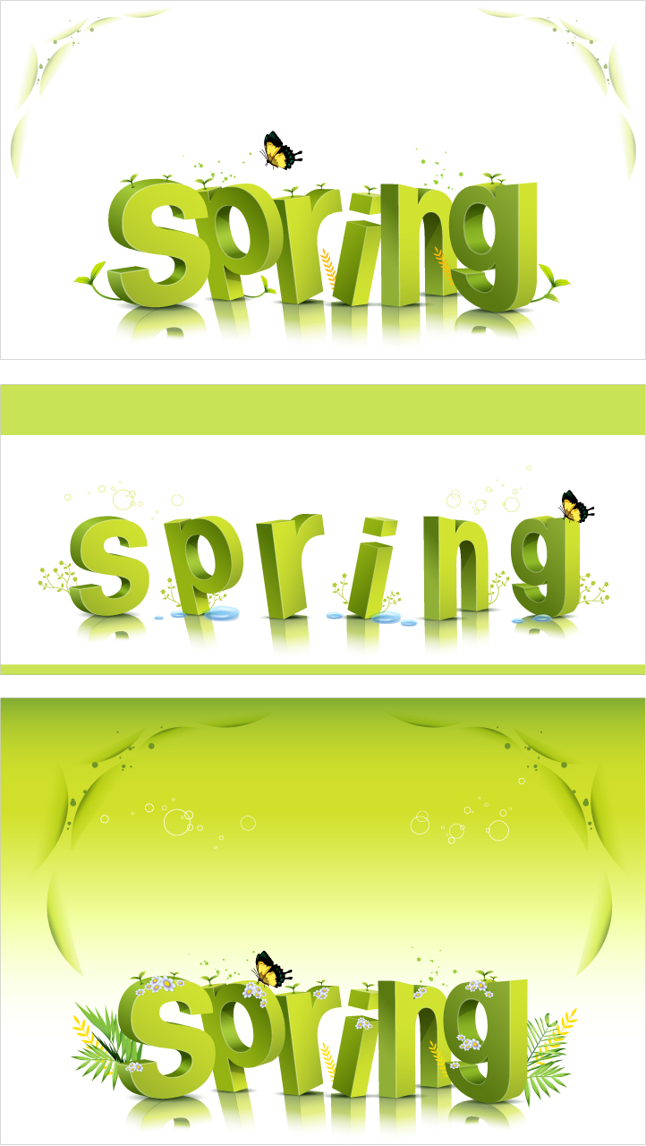 free vector Spring three-dimensional character alphabet pattern vector