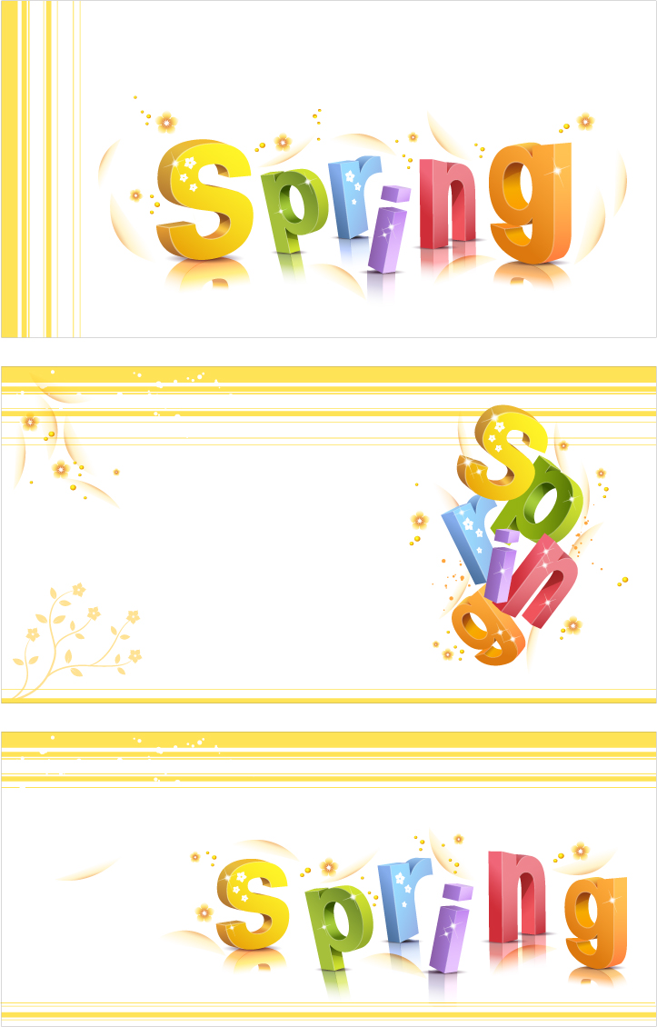 free vector Spring three-dimensional character alphabet pattern vector
