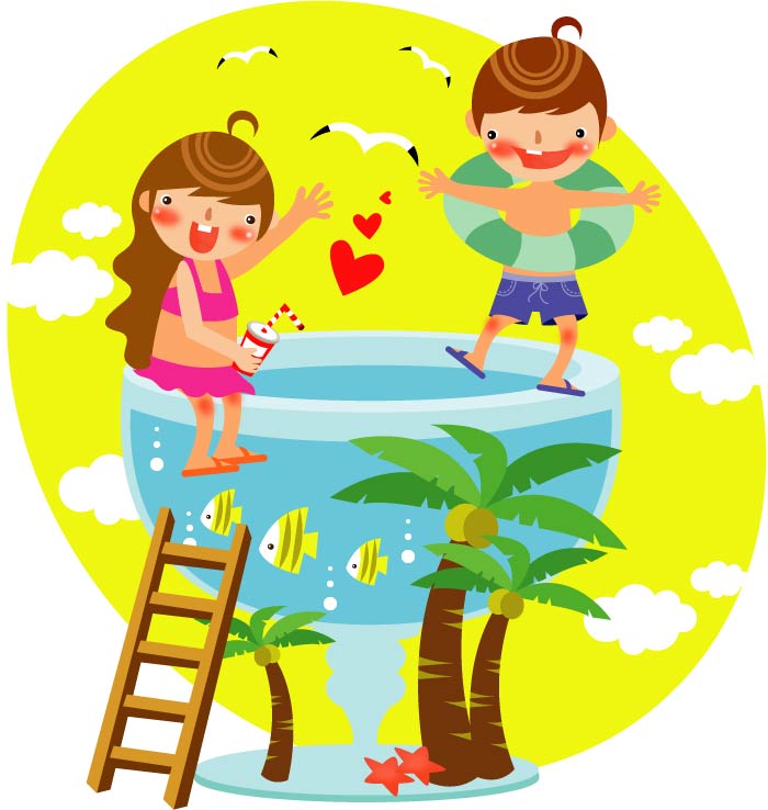 Summer clip art of children (98181) Free AI Download / 4 ...