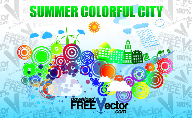 free vector Summer Colorful City