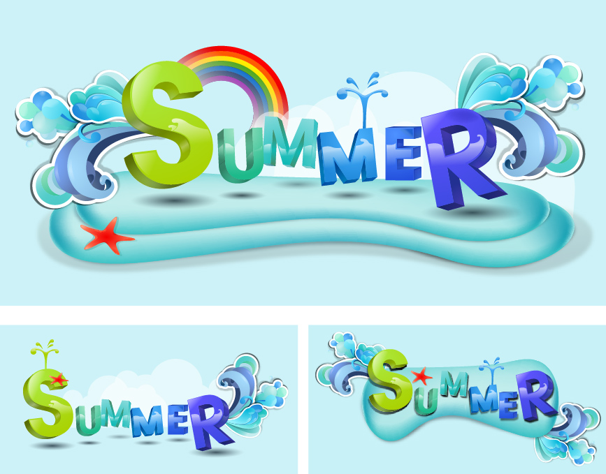 free vector Summer Theme Vector Font Design Material Summer Theme Vector