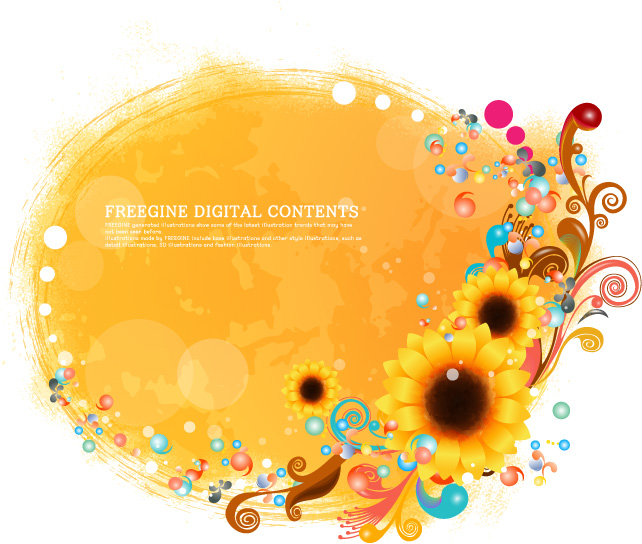 free vector Sunflower and colorful background pattern vector