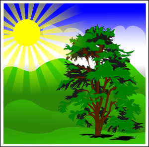 free vector Sunny Spring With Blue Sky clip art