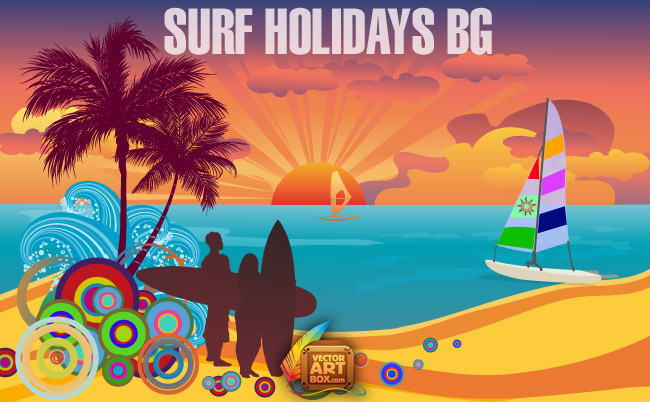 free vector Surf Holidays Background