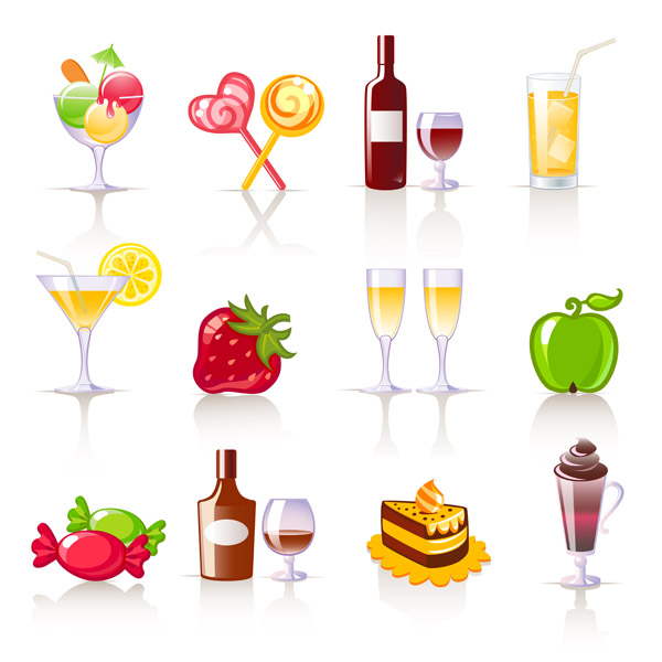 free vector Sweet Drinks and Fruit Vector Icons