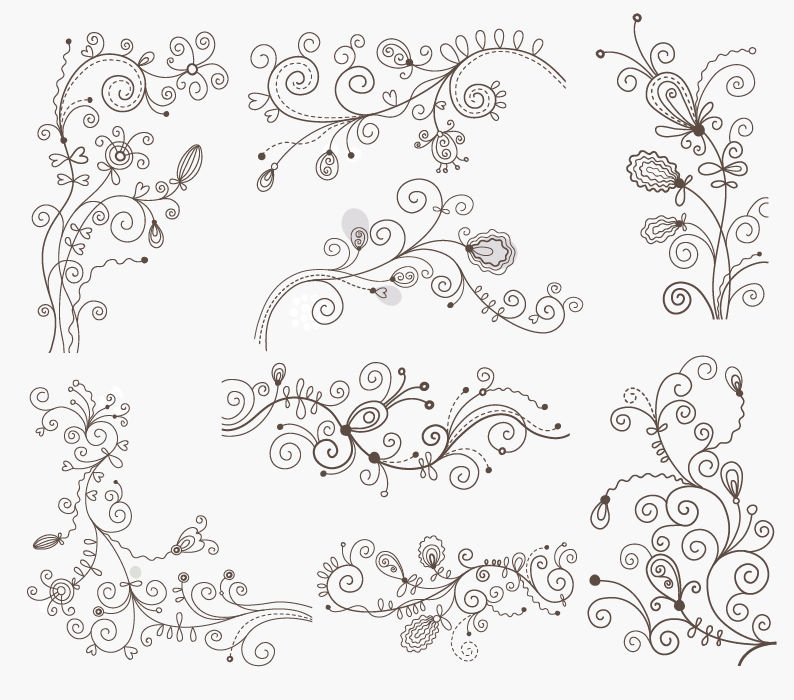 Swirl Floral Decorative Elements Graphic Set (26367) Free EPS Download ...