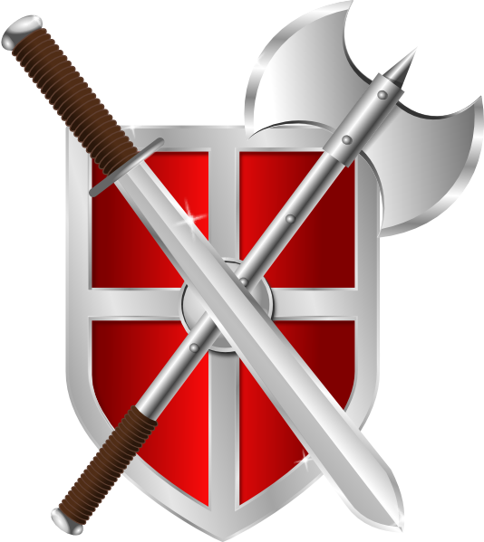 free vector Sword Battleaxe Shield clip art