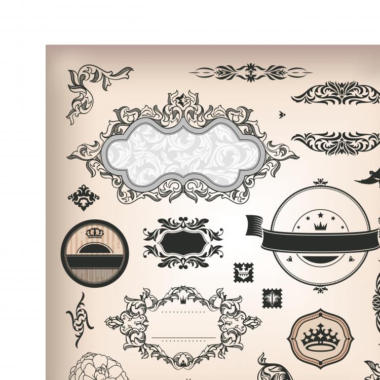 free vector The classic pattern stickers 04 vector