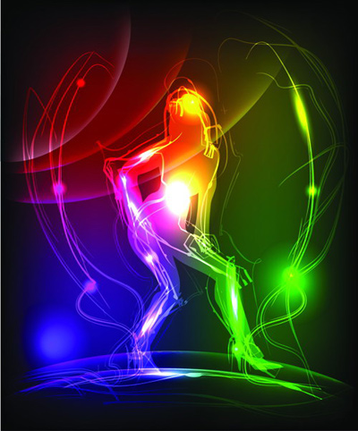 free vector The effect of light graffiti painted women vector