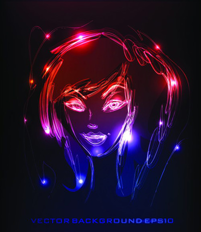 free vector The effect of light graffiti painted women vector