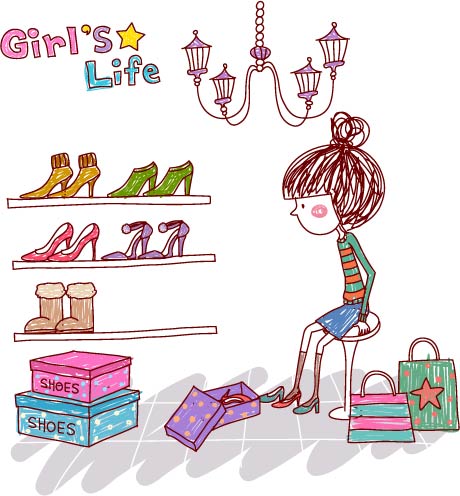 free vector The lives of girls eps girl life 6 vector