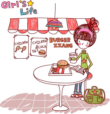 free vector The lives of girls eps girl life 6 vector