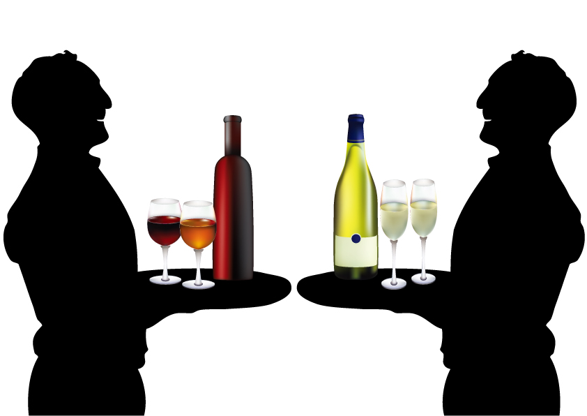 free vector The waiter holding drinks silhouette vector