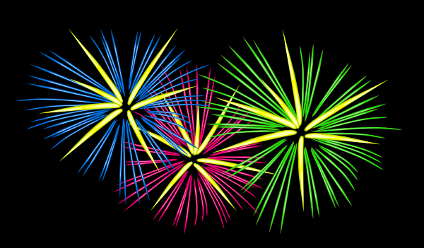 free vector Three Colour Fireworks clip art