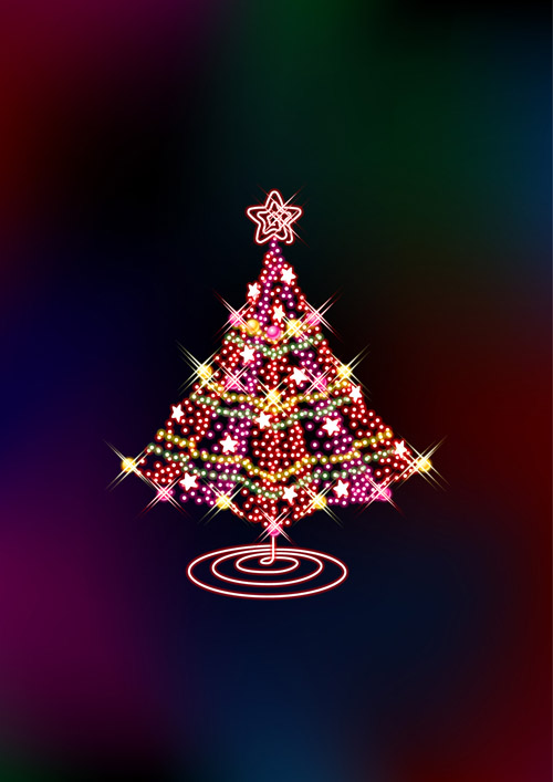 free vector Three glittering christmas tree vector