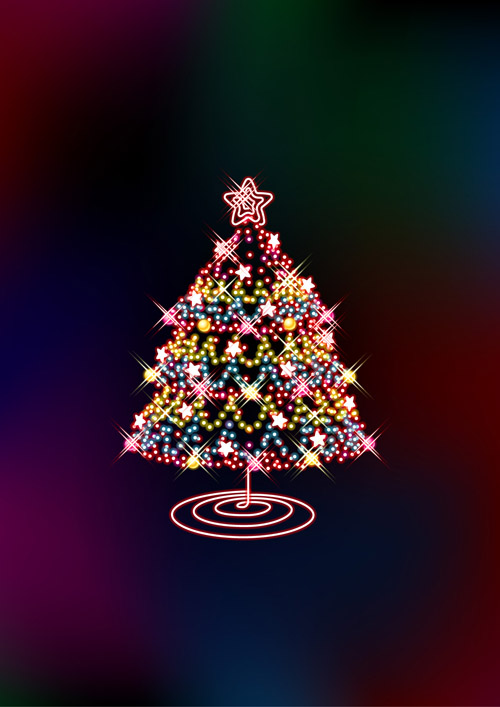free vector Three glittering christmas tree vector