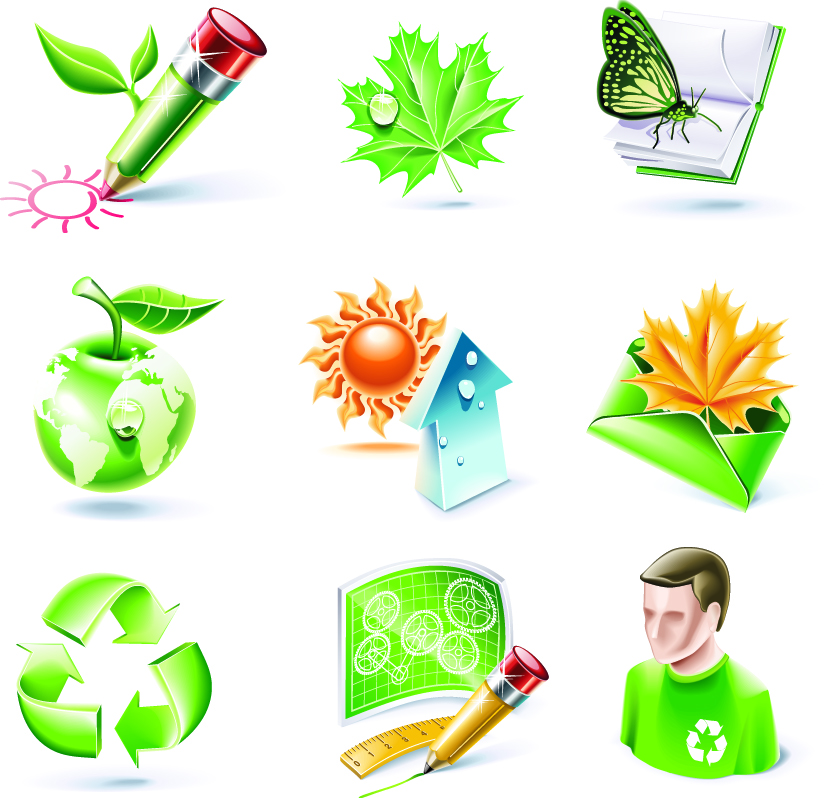 free vector Threedimensional icon vector environmental topics