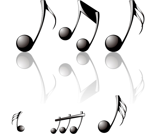 free vector Threedimensional musical notes vector