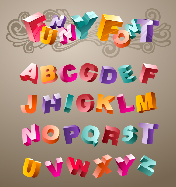 free vector Threedimensional vector cute letters