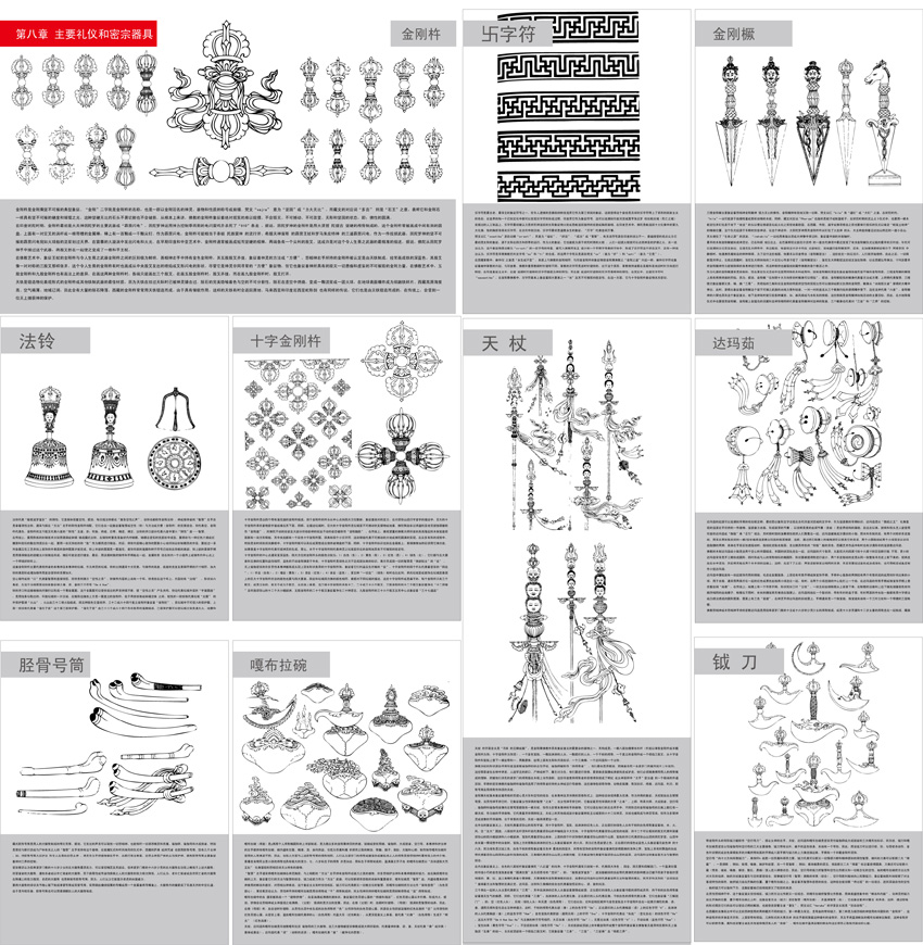 free vector Tibetan buddhist symbols and objects figure of eight mostly ceremonial and esoteric equipment vector
