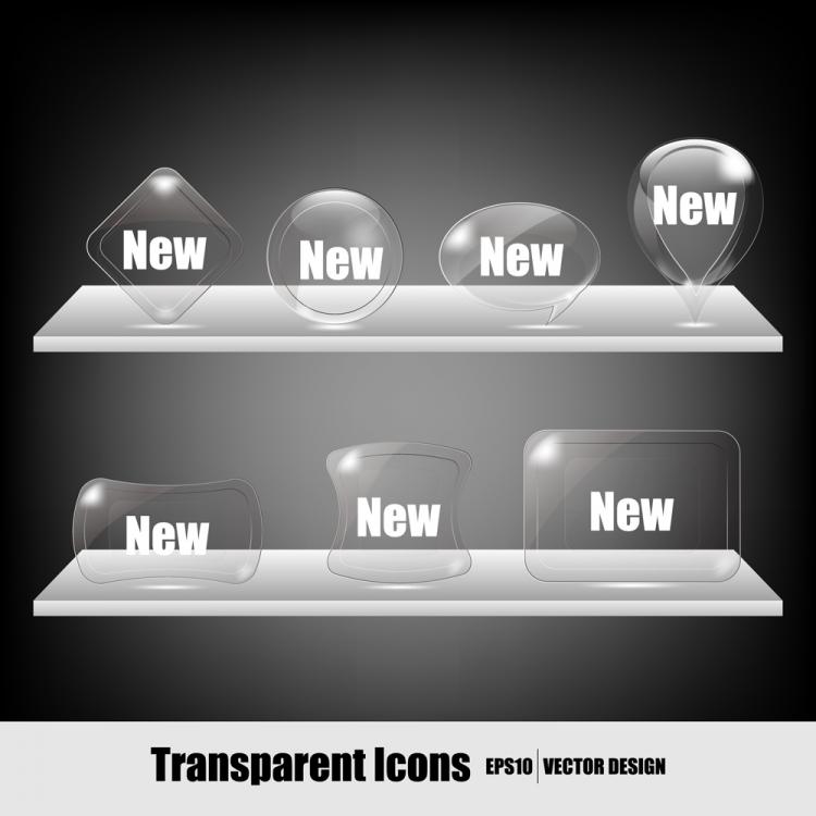 free vector Transparent crystal icons vector
