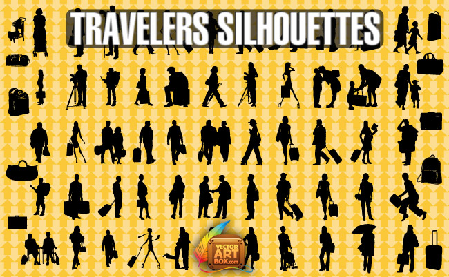free vector Traveling People Silhouettes
