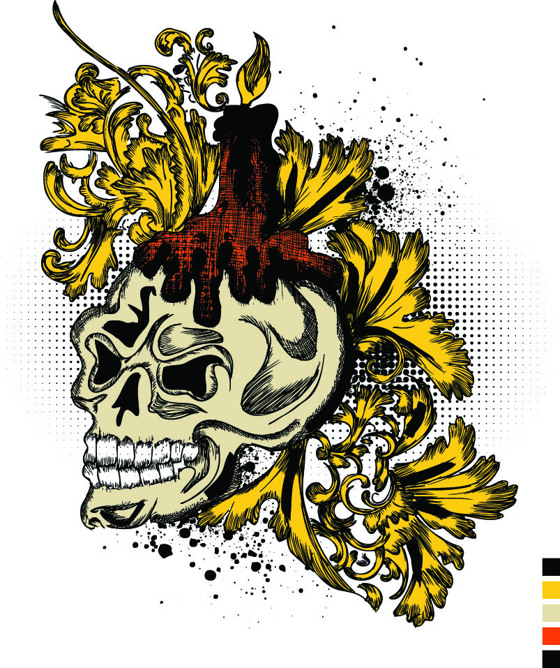 free vector Trend skull tshirt printed pattern vector
