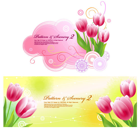 free vector Tulips and vector fantasy background