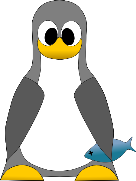 free vector Tux With Fish clip art