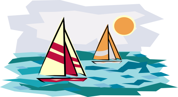 free vector Two Sailboats In Sunset clip art