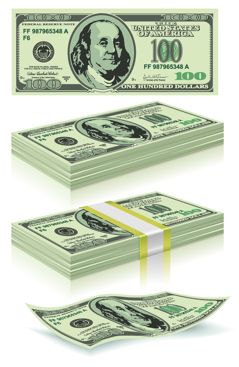 free vector Us currency 01 vector