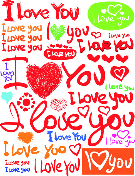 free vector Valentine day clip art handpainted english fonts