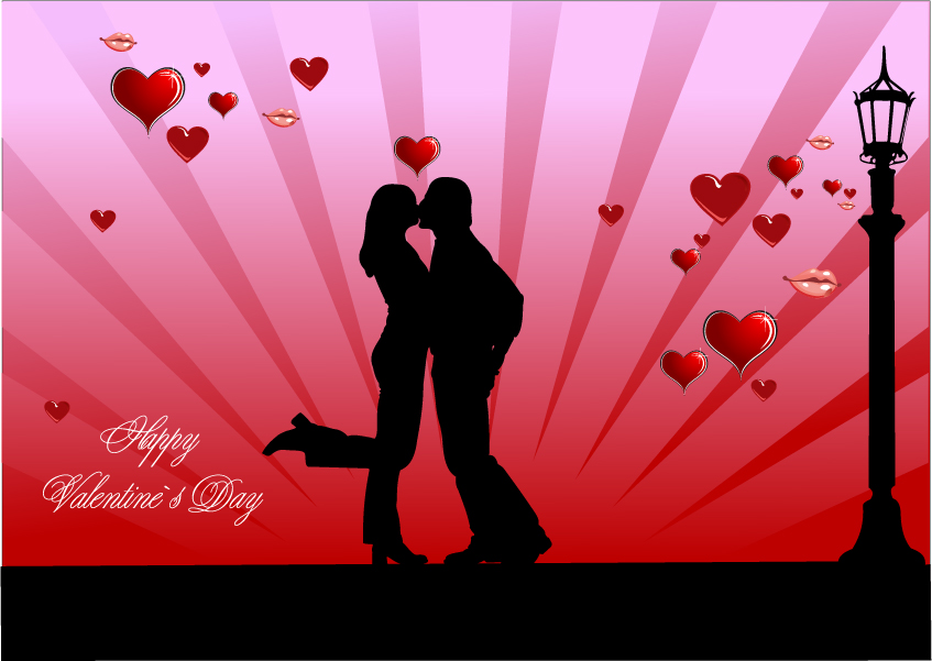 free vector Valentine day couples kissing vector