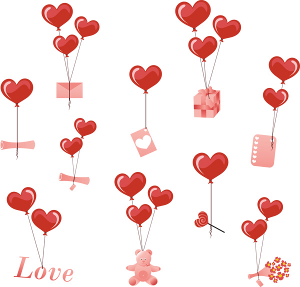 free vector Valentine day heartshaped balloons element vector