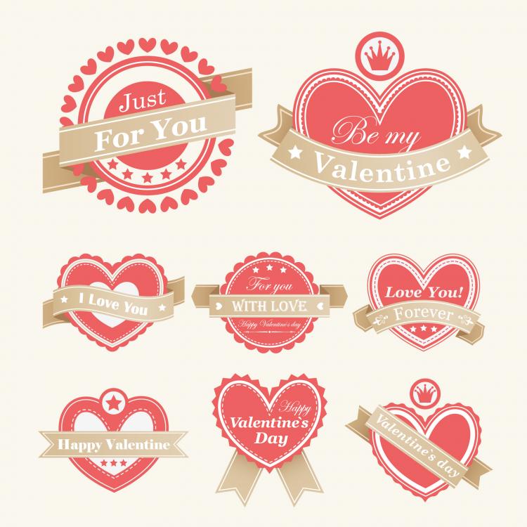 free vector Valentine labels vector