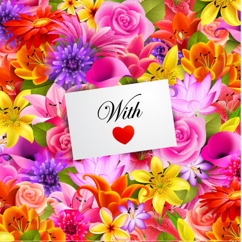 free vector Valentine39s day flowers background 01 vector