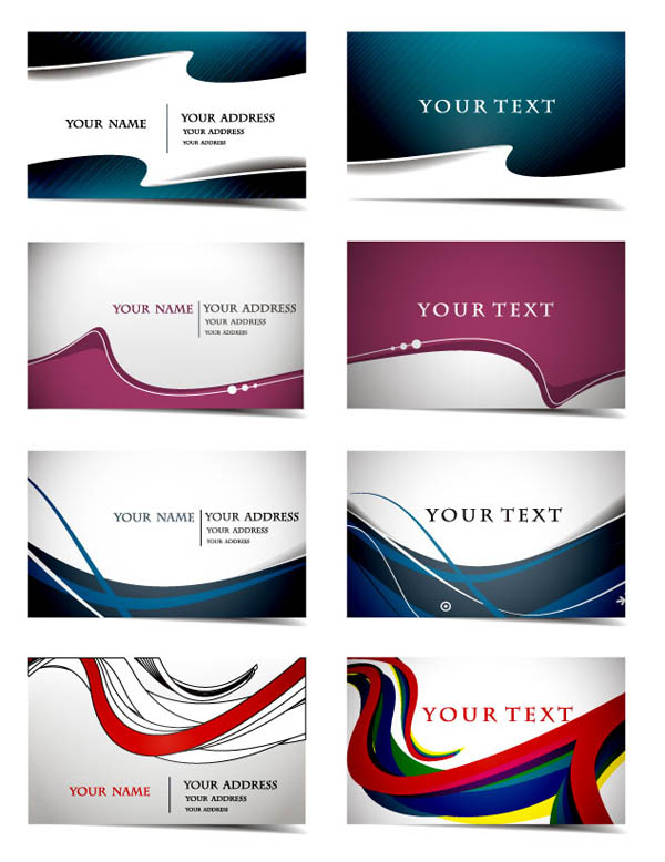 free vector Variety of dynamic flow line business card template 01 vector