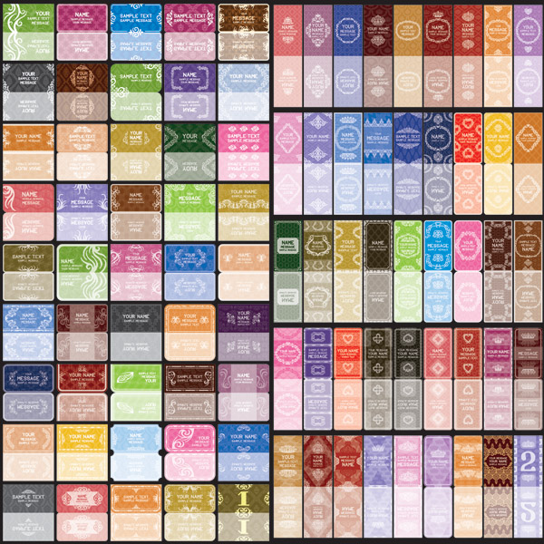 free vector Variety of european background pattern vector 2 card