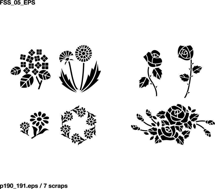 free vector Various elements of vector silhouette flowers and trees 69 elements