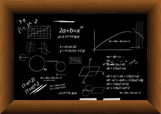 free vector Vector blackboard filled with equations