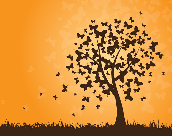 free vector Vector Butterfly Tree