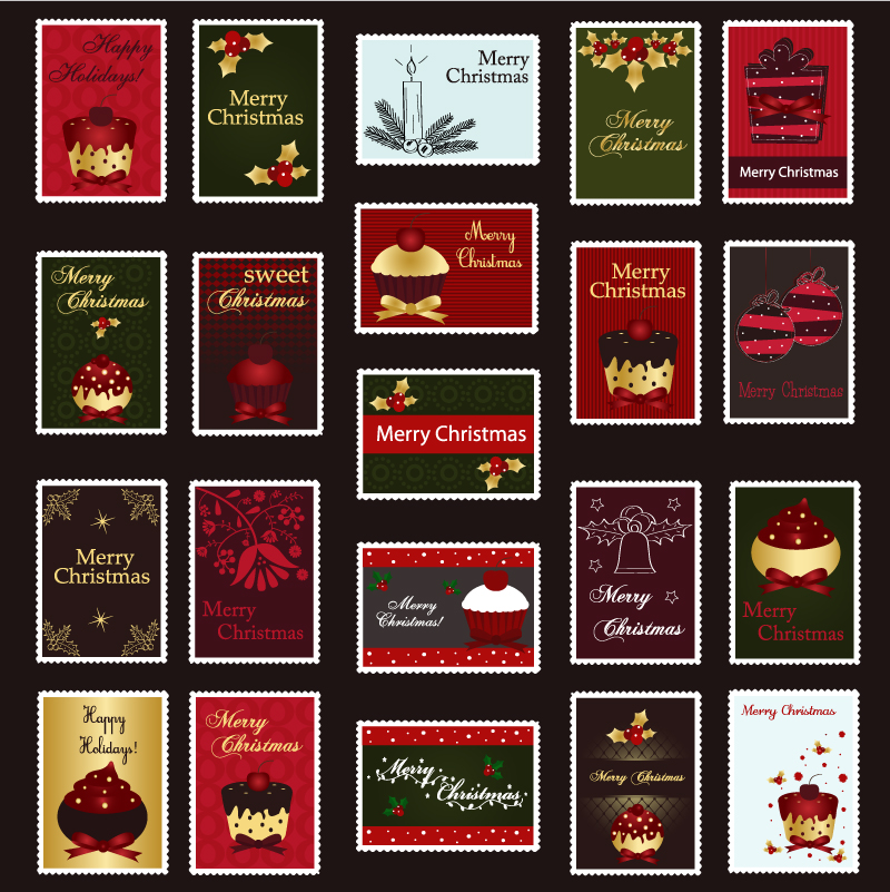 free vector Vector christmas stamps