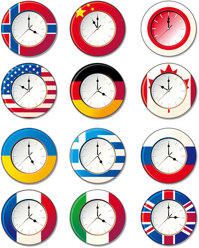 free vector Vector clocks in different countries