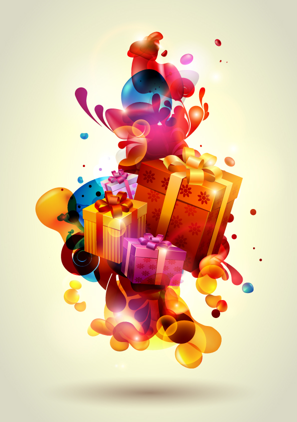 free vector Vector colorful christmas gift