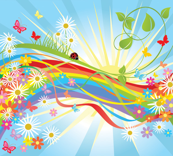 free vector Vector colorful flowers in the world